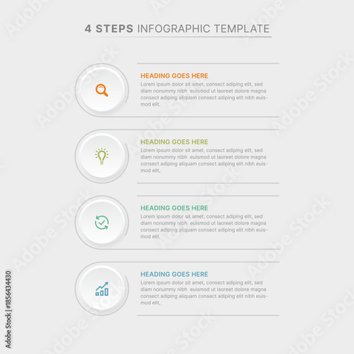 Modern 4 Steps Business Infographic Template with Icons and Linear Design