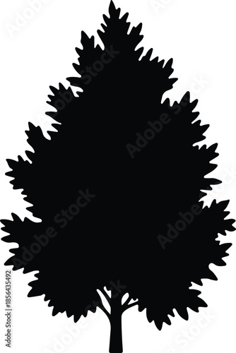 Silhouette of a coniferous tree with jagged foliage vector illustration