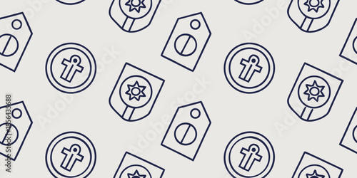 Seamless Repetitive Label-Style Vector Icon Pattern, Clean Flat Surface for Product Wraps