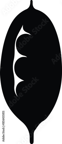 Silhouette of a pea pod with three peas Vector Illustration