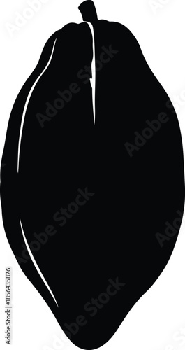 Silhouette of a papaya fruit fresh ripe exotic healthy food Vector Illustration