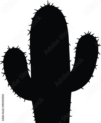 Silhouette of a saguaro cactus with arms Vector Illustration