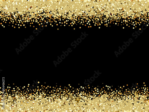 A sparkling gold glitter border with a black central space