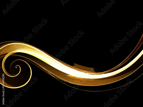 Elegant golden swirl design on a black background a luxurious abstract element