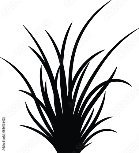 Silhouette of wild grass clump Vector Illustration