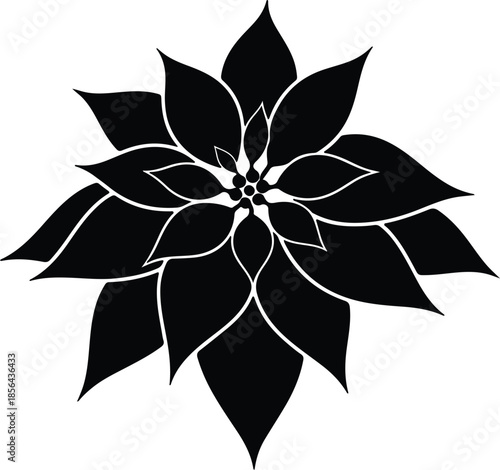 Silhouette poinsettia flower symmetrical design Vector Illustration