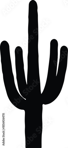 Silhouette Saguaro Cactus Desert Plant Vector Illustration