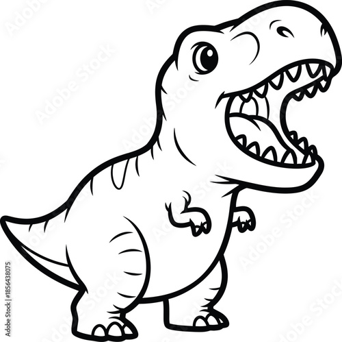 Cute and funny dinosaur T-Rex vector illustration character for kids apparel and nursery decoration projects on a transparent background.