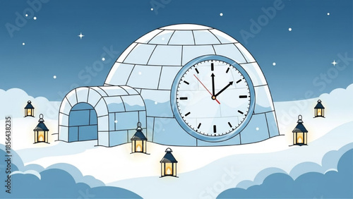 Igloo with New Year Countdown Clock