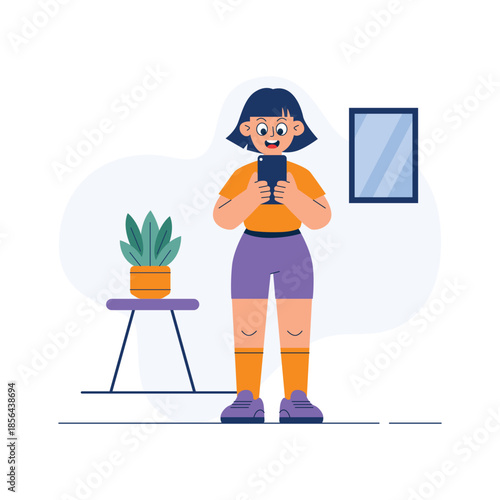 A modern flat illustration of mobile shopping activity