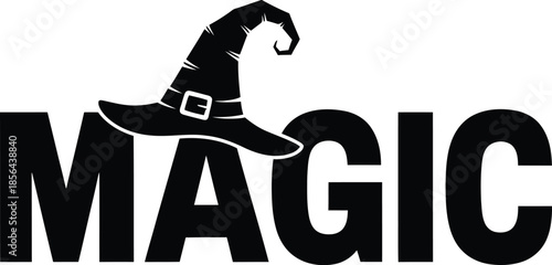 Magical text typography vector illustration with Magic text for fantasy and entertainment designs on a transparent background.