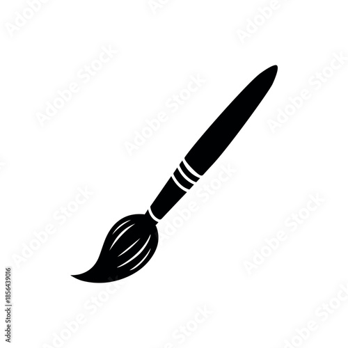 Paint brush silhouette icon isolated on transparent background. Creative art tool graphic ideal for painting, design, decoration, and artistic branding.