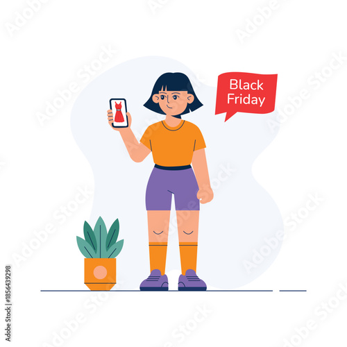 A visually engaging flat illustration of black friday promotion