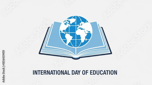 International day of education, globe on open book, learning concept, global knowledge, educational awareness, literacy, school, teaching, earth, world, academic