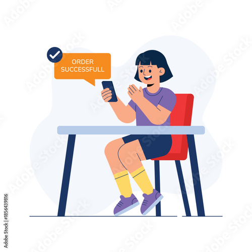 A clear flat illustration of order confirmation message