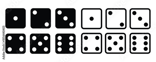 Set of twelve dice, showing numbers one through six, black and white, gambling, chance, probability, game dice, die, dice set, numbers, one, two, three, four, five, six, gambling, chance, probability,