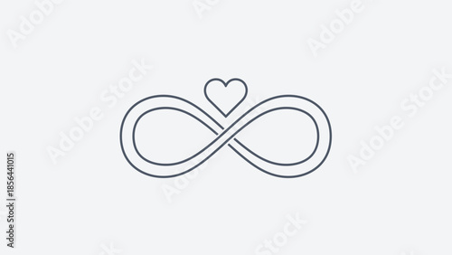 Minimalist infinity symbol with a heart, representing eternal love and endless possibilities.
