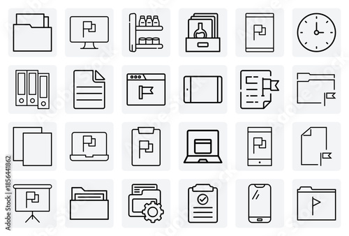 Tableau sur toile User Interface And Document Management Banners – File, Folder, And Clipboard Vis