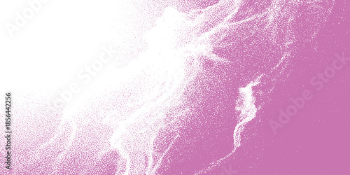 Abstract flowing light particles on a vibrant pink background.