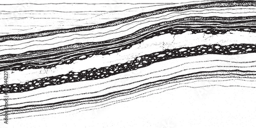 Abstract geological strata with distinct layers and textures.