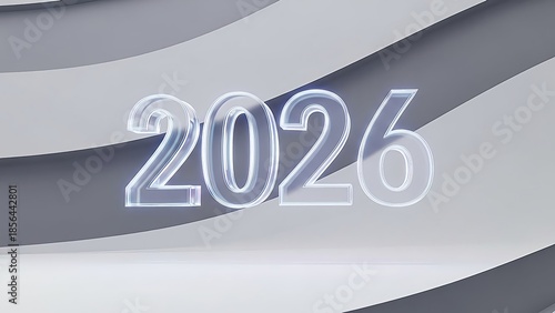 Clean Modern 3D Rendered 2026 Year Number for Future Calendar Event