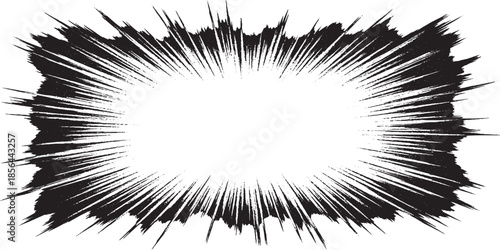 Explosion Effect Graphic with Black and White Rays.