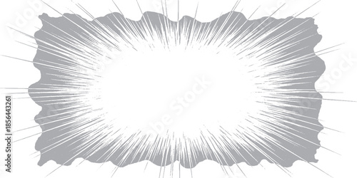 Explosion effect with radiating lines and jagged edges.