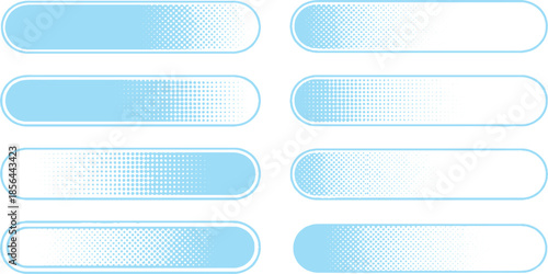 Set of eight light blue gradient progress bars or loading indicators.