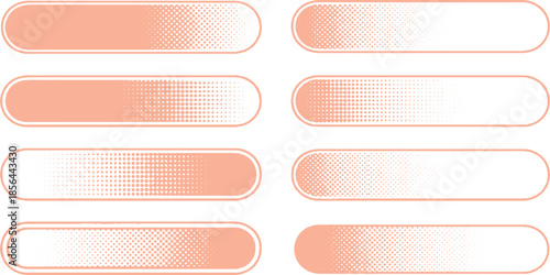 Set of eight rounded rectangular progress bars with gradient fills.