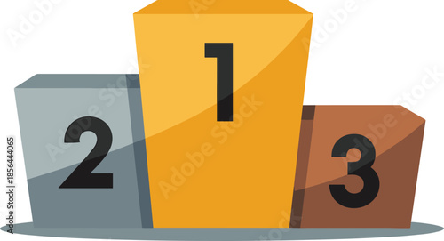 Winners podium vector illustration with first second third place blocks, colorful modern ranking stage design for sports competition, awards ceremony, achievement presentation