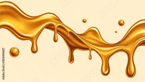 Realistic molten gold liquid dripping flow