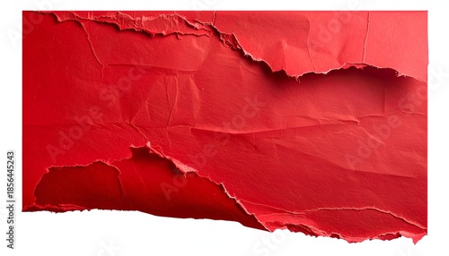 Wallpaper Mural Crimson paper torn, crumpled, edges frayed, texture prominent, isolated on white Torontodigital.ca