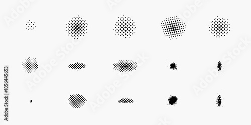 Black dotted patterns displayed in varying densities and elongated shapes