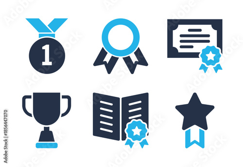 Awards and Certifications icon set. Solid glyph series icons