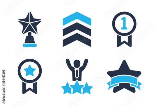 Achievement and Top Ranking icon set. Solid glyph series icons