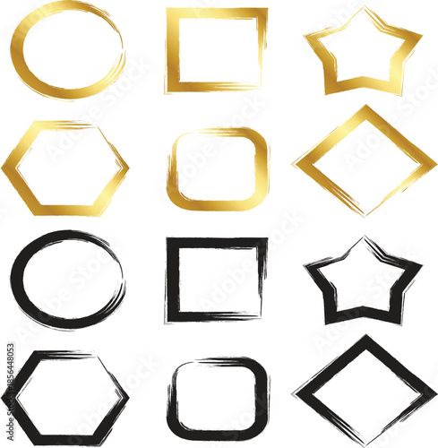 Gold and black geometric frame shapes set