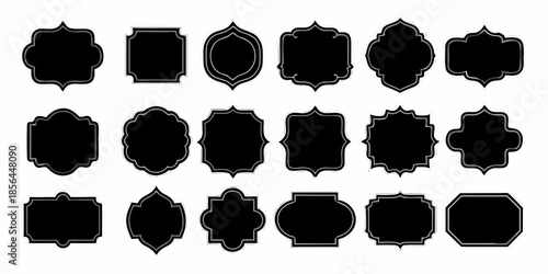 Collection of ornate black frames and decorative shapes in various designs