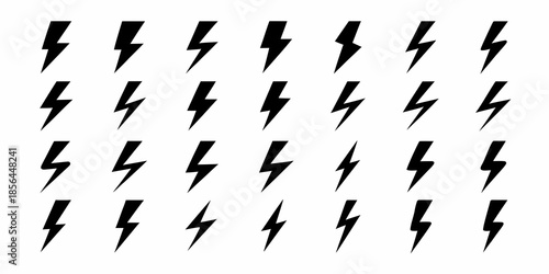 A dense arrangement of black lightning bolt shapes on a white background