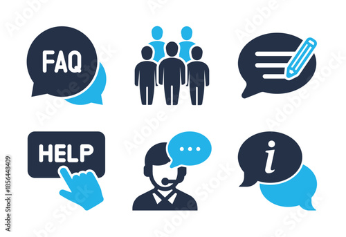 Help Center and Information icon set. Solid glyph series icons