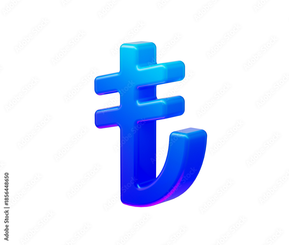 Fototapeta premium Vibrant 3D Turkish Lira symbol for finance, economy, and investment concepts. 3d illustration