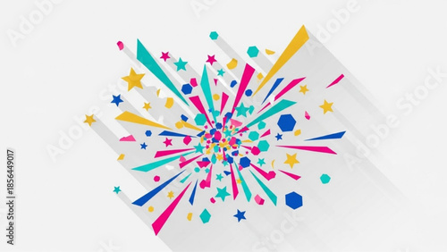 Colorful abstract geometric confetti explosion