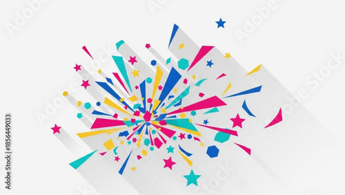 Colorful abstract geometric confetti explosion