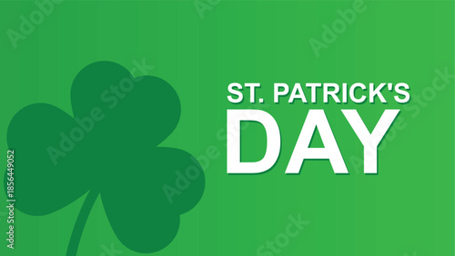 St Patricks Day Greeting Banner with Green Shamrock Clover Leaf Flat Vector Illustration for Irish Holiday Celebration