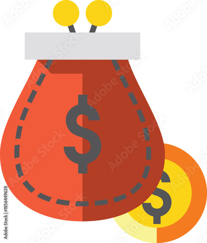 Savings and investment concept with money bag and coin icon