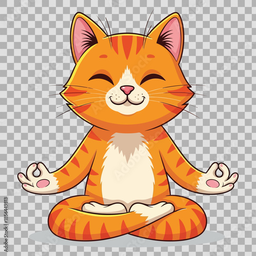 Cheerful orange cartoon kitten character with a happy smiling face and a long tail in a cute domestic pet vector illustration art drawing