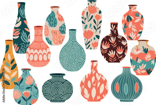 Whimsical Vases Pattern Colorful Decorative Art for Home and Design Projects