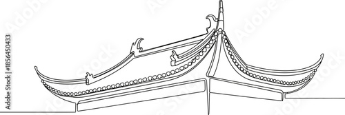Traditional Thai temple roof with ornate decorations and curved lines
