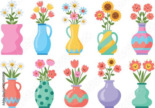 Cute Cartoon Flower Vases Illustration Collection