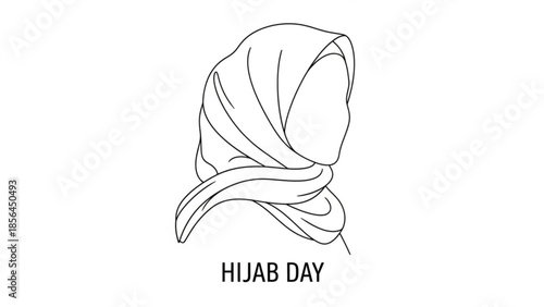 Hijab day celebration with a headscarf wrapped around the head and neck in a stylish and elegant way, symbolizing cultural and religious identity
