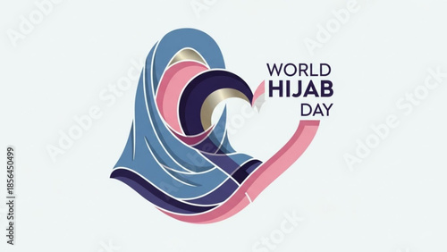 World hijab day celebration with colorful hijab design and text on white background for cultural awareness and diversity